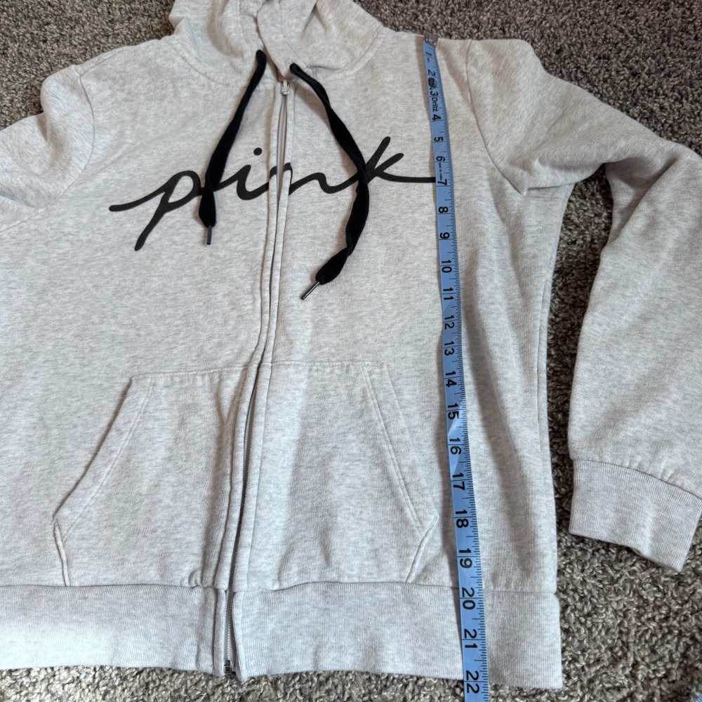 PINK Victoria's‎ Secret Full Zip Gray Hoodie Women's Size Small Cotton Blend - Picture 6 of 10